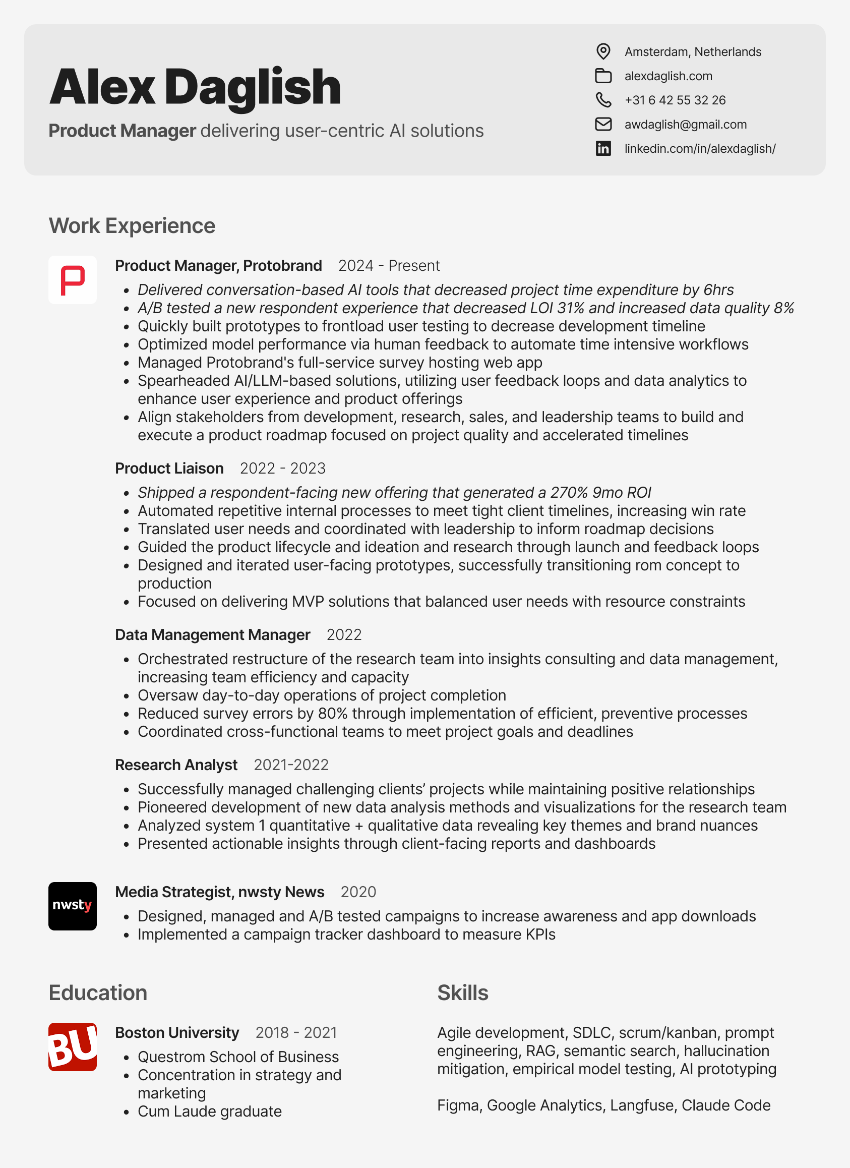 Resume page 1